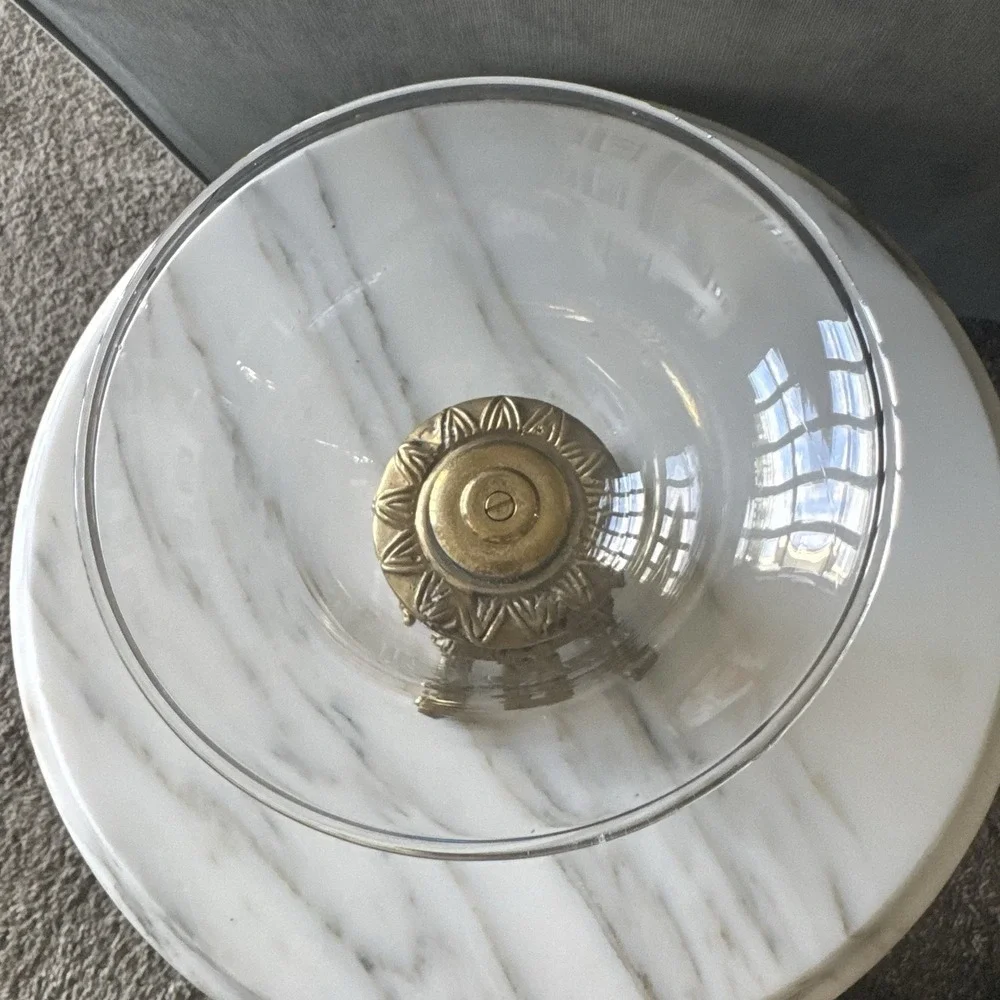 Vintage Glass Bowl ~ Brass Pedestal ~ Decorative Compote Bowl ~ Candy Dish